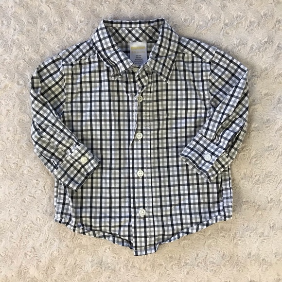 Gymboree 6-12 Months Button Down Shirt Black Plaid - Picture 1 of 4